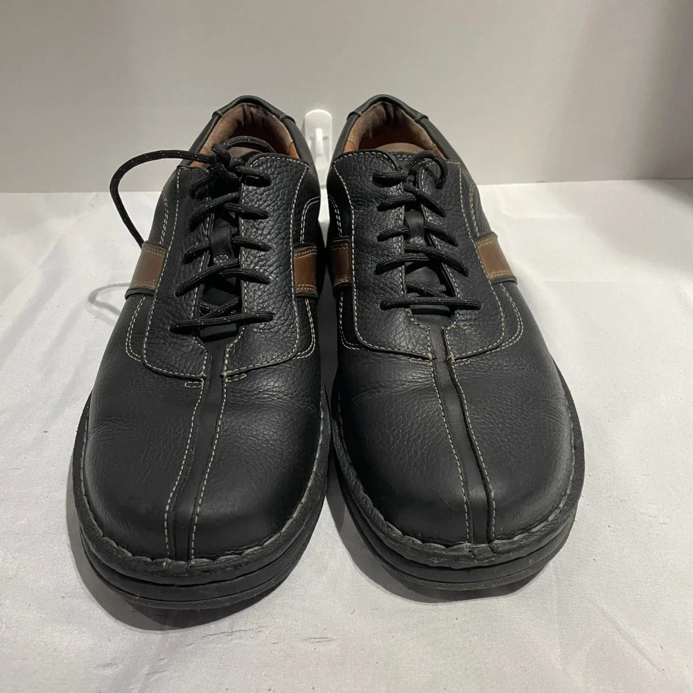 Clarks Mens 30345 Black Leather Lace Up Casual Oxford‎ Shoes Size 11M